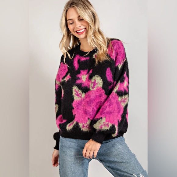 Vici Sweaters - Soft Pink Floral Sweater